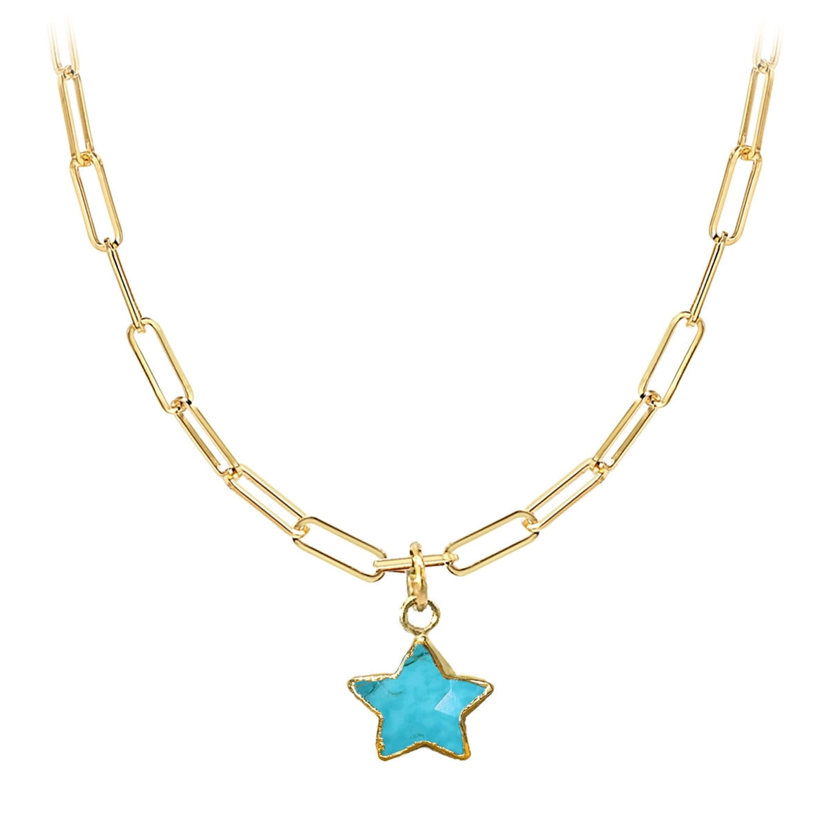 Turquoise Star Necklace - 18k Gold Plated Adjustable Chain
