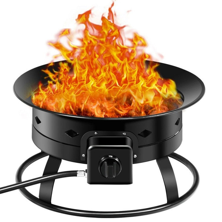 Portable Outdoor Black Metal Propane Fire Pit with Cover and Carry Kit - Eco-Friendly