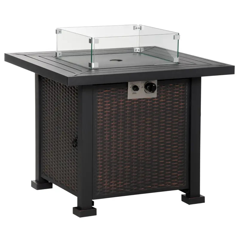 Outsunny 43 Inch Outdoor Propane Gas Fire Pit Table with Auto-Ignition and CSA Certification