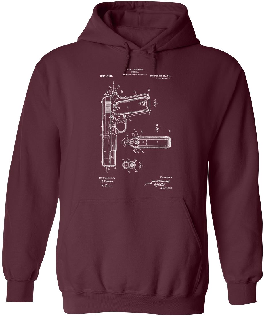 Colt 1911 Handgun Patent Mens Hoodie