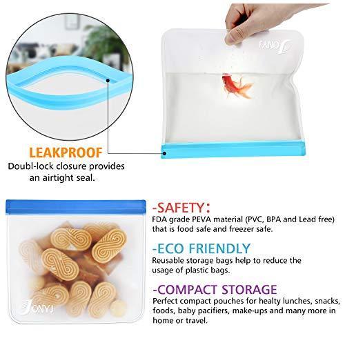 Reusable Sandwich Bags 6-Pack, Leakproof Lunch Storage Bags for Food, Snacks, and Travel