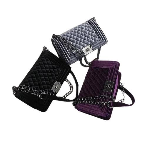 Luxury Quilted Velvet Crossbody Handbag