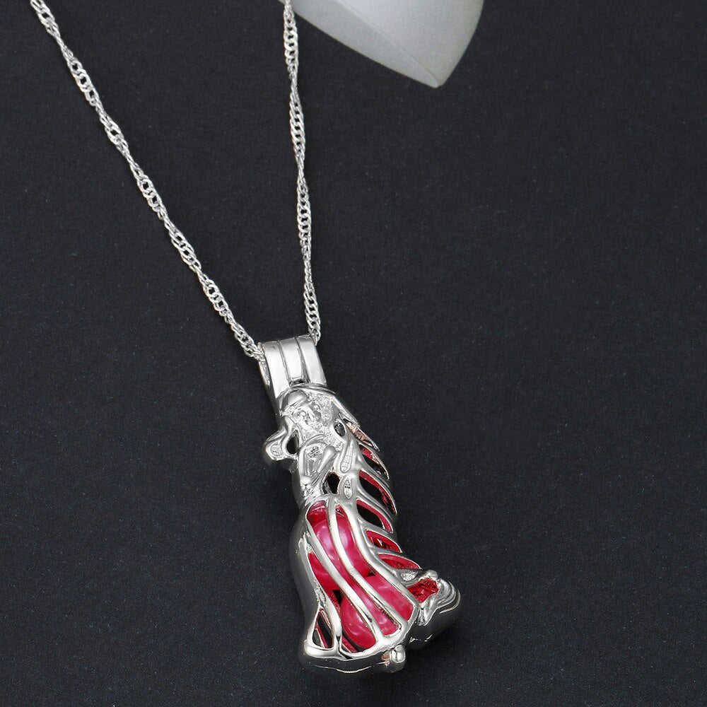 Harong Tangled Rapunzel Necklace - Cute Punk Style Pearl Cage Pendant Jewelry for Women