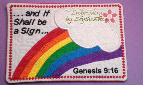 Faith Based In The Hoop Mug Mat/Mug Rug - God's Rainbow Covenant
