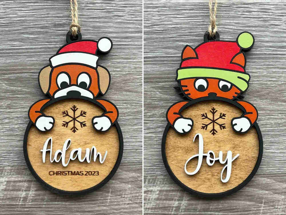 Personalized Name Christmas Ornament - Handmade Wooden Gift for 2023