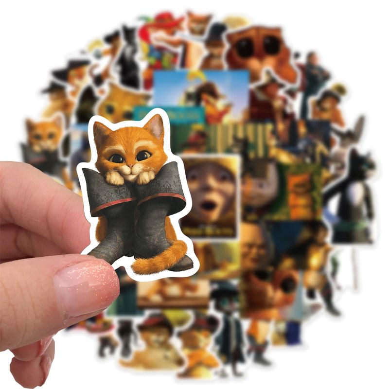 Puss in Boots Stickers - Waterproof Vinyl Stickers (50/100 Pcs Pack)