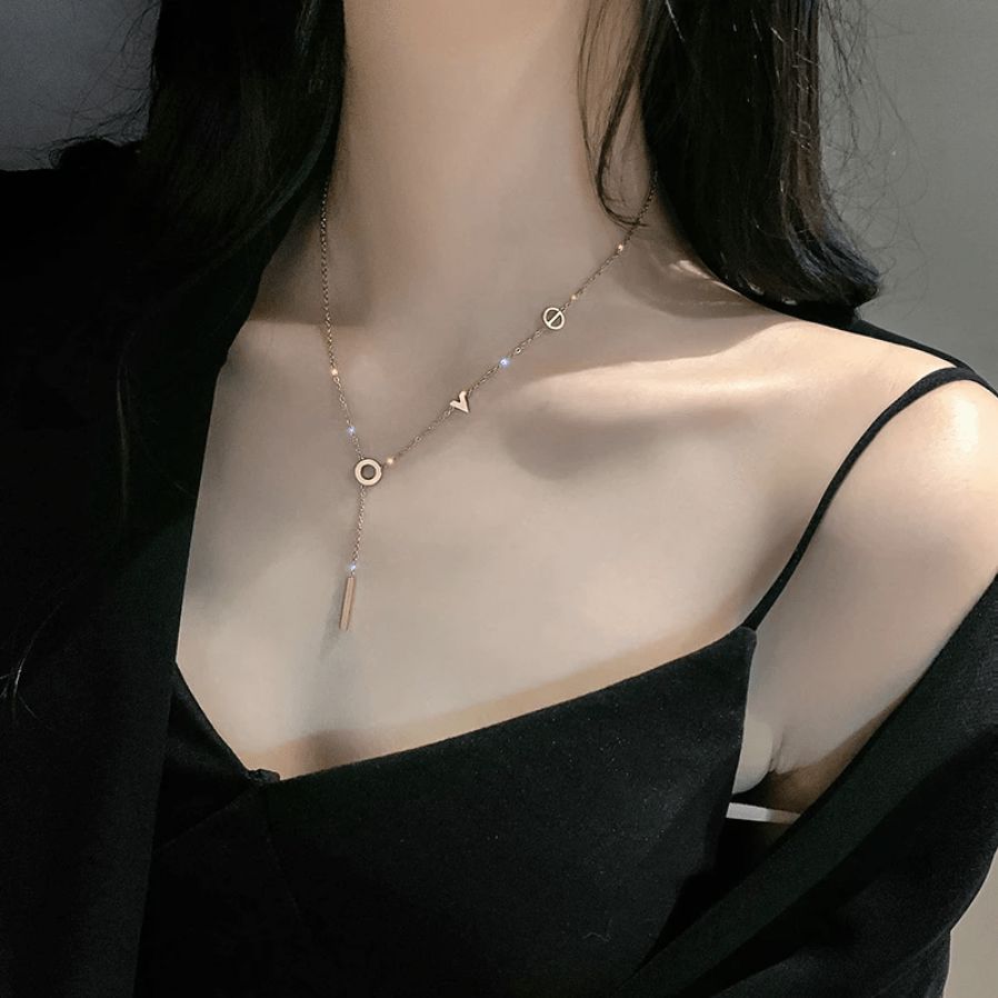 L O V E Necklace - 925 Sterling Silver with Cubic Zirconia