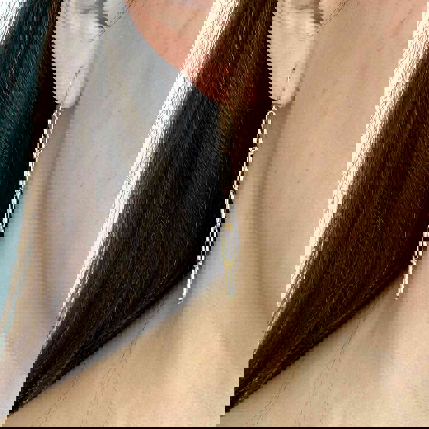 Gold Fill Long Rectangle Link Earrings