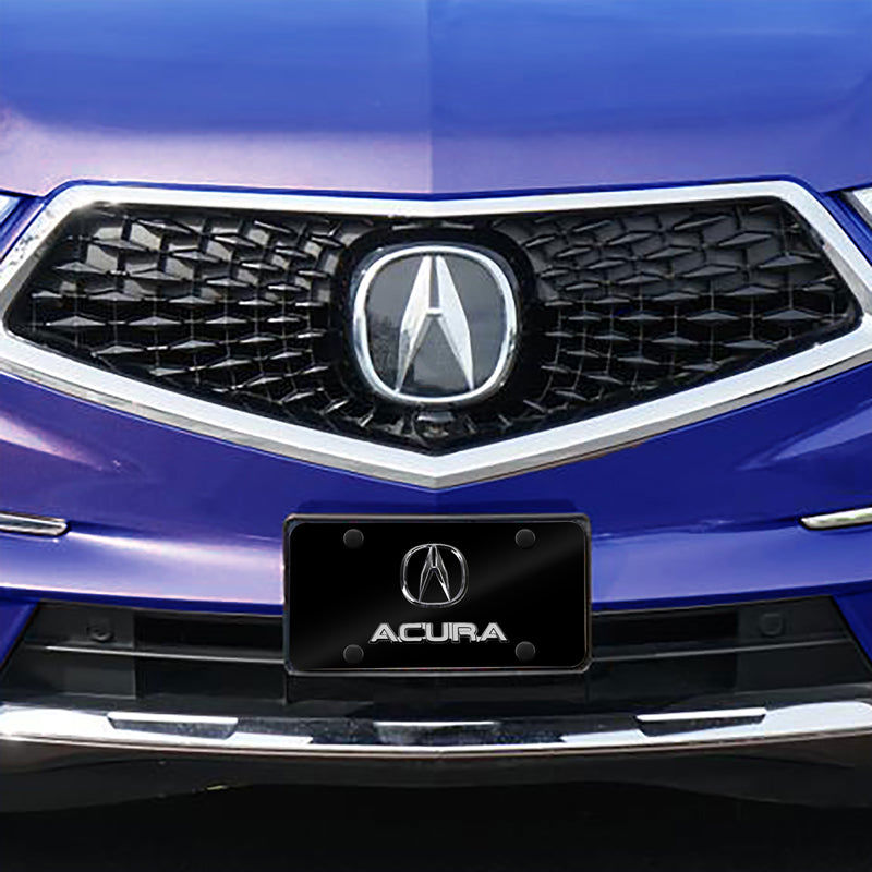 ACURA Stainless Steel Front Mirror Black/Chrome Finish 3D Dual License Plate Frame