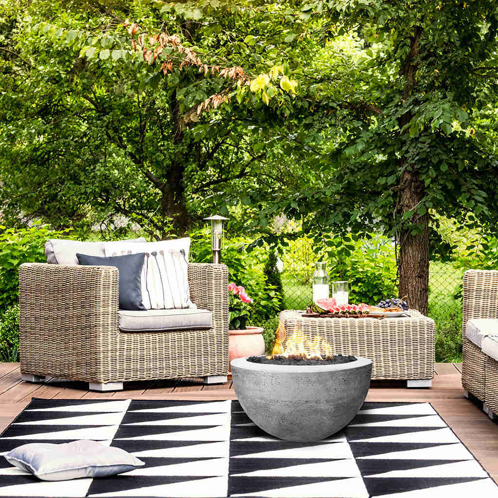 Moderno 3 Fire Bowl - Outdoor Gas Fire Pit with Lava Rocks