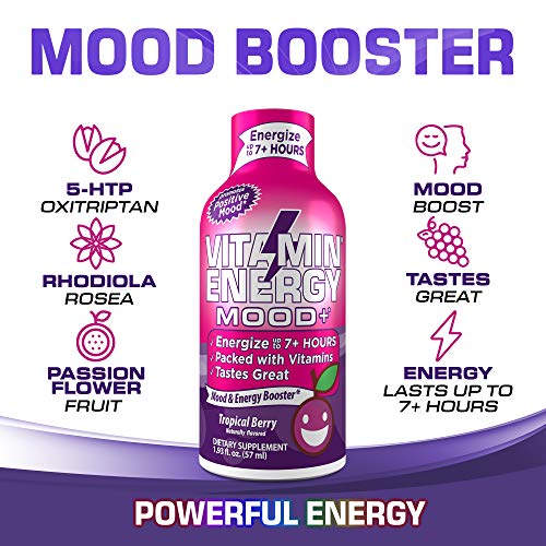 (48 Pack) VitaminEnergy™ Mood+ Keto Energy Shots, Grape Flavor, 7+ Hours Lasting Energy with Anxiety Relief & Mood Boost