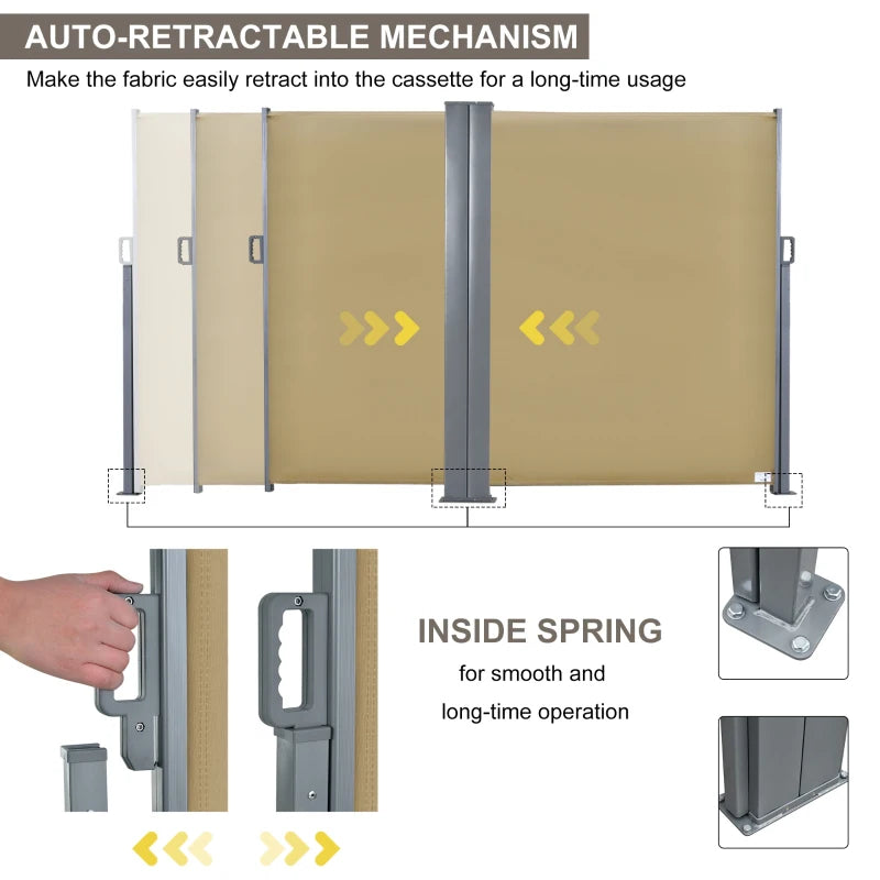 Outsunny 20 Double Retractable Patio Side Awning with UV Protection & Auto Pull-Back
