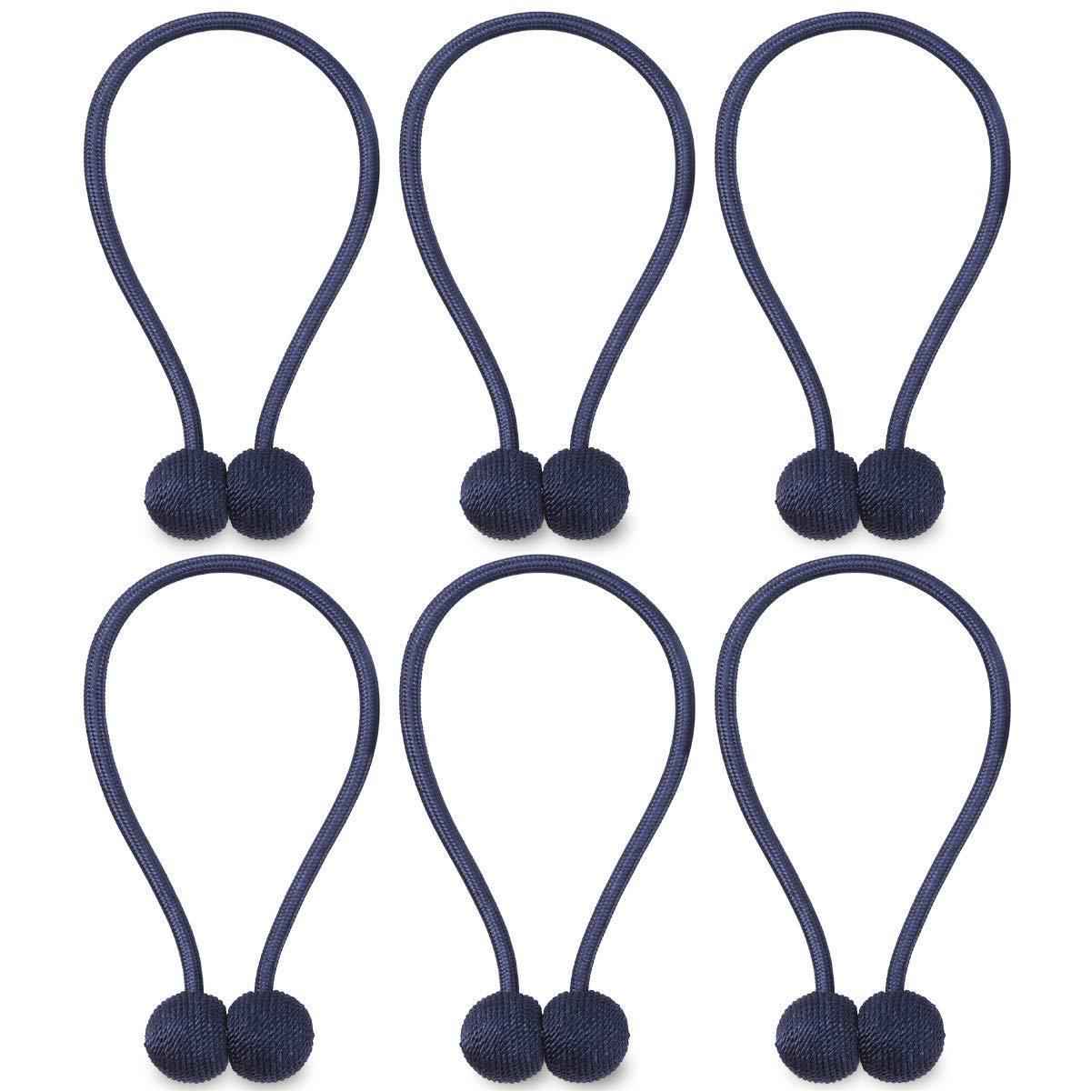 NZQXJXZ Magnetic Curtain Tiebacks - Decorative Weave Rope Clips for Window Panels (Pack of 6, Beige)