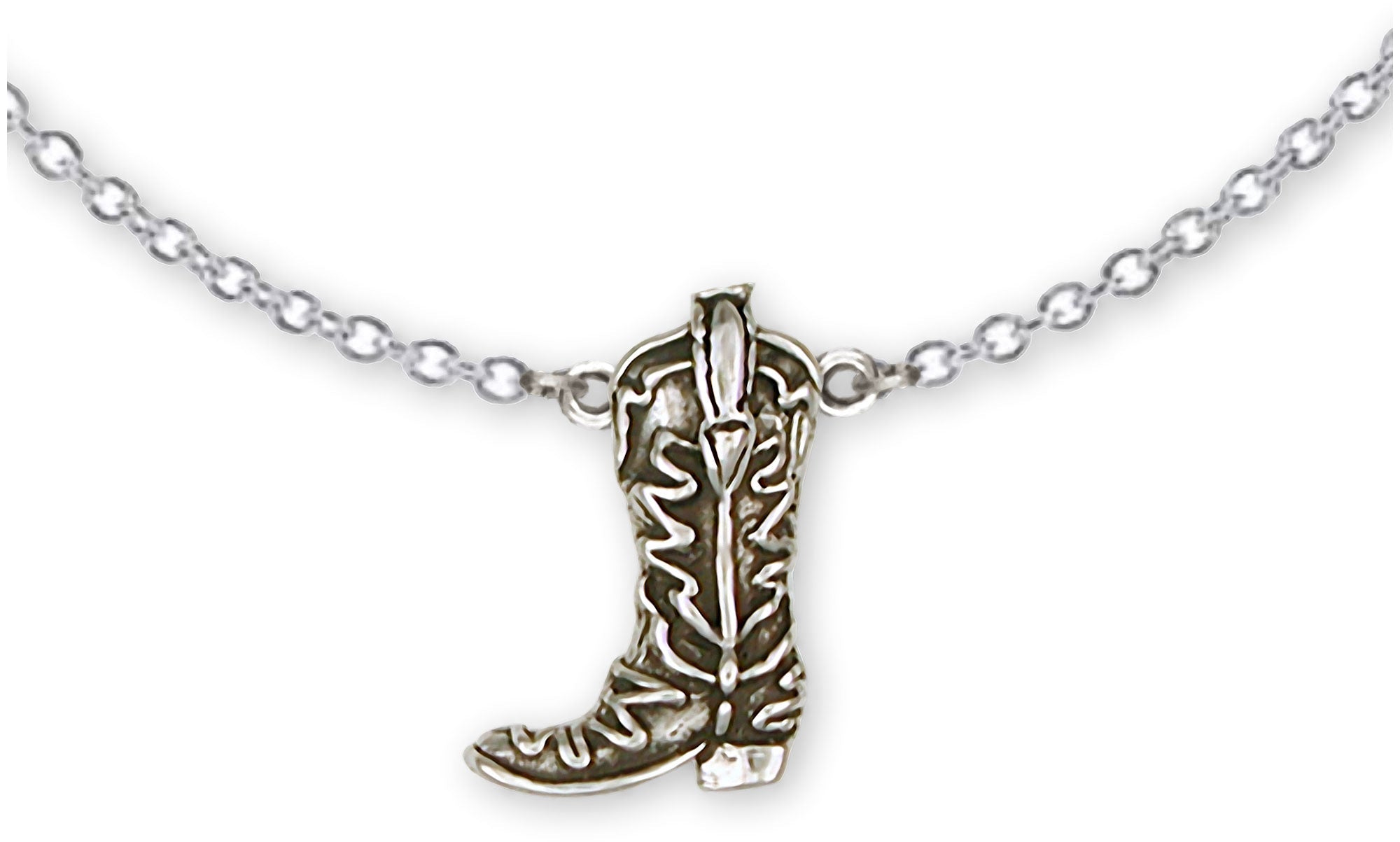 Handmade Sterling Silver Western Texas Boot Necklace - B2-NK