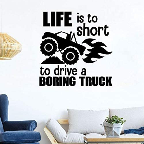 Trucks Vinyl Wall Sticker Wall Decal - Drive A Boring Truck Monster Truck Quotes Toy Car