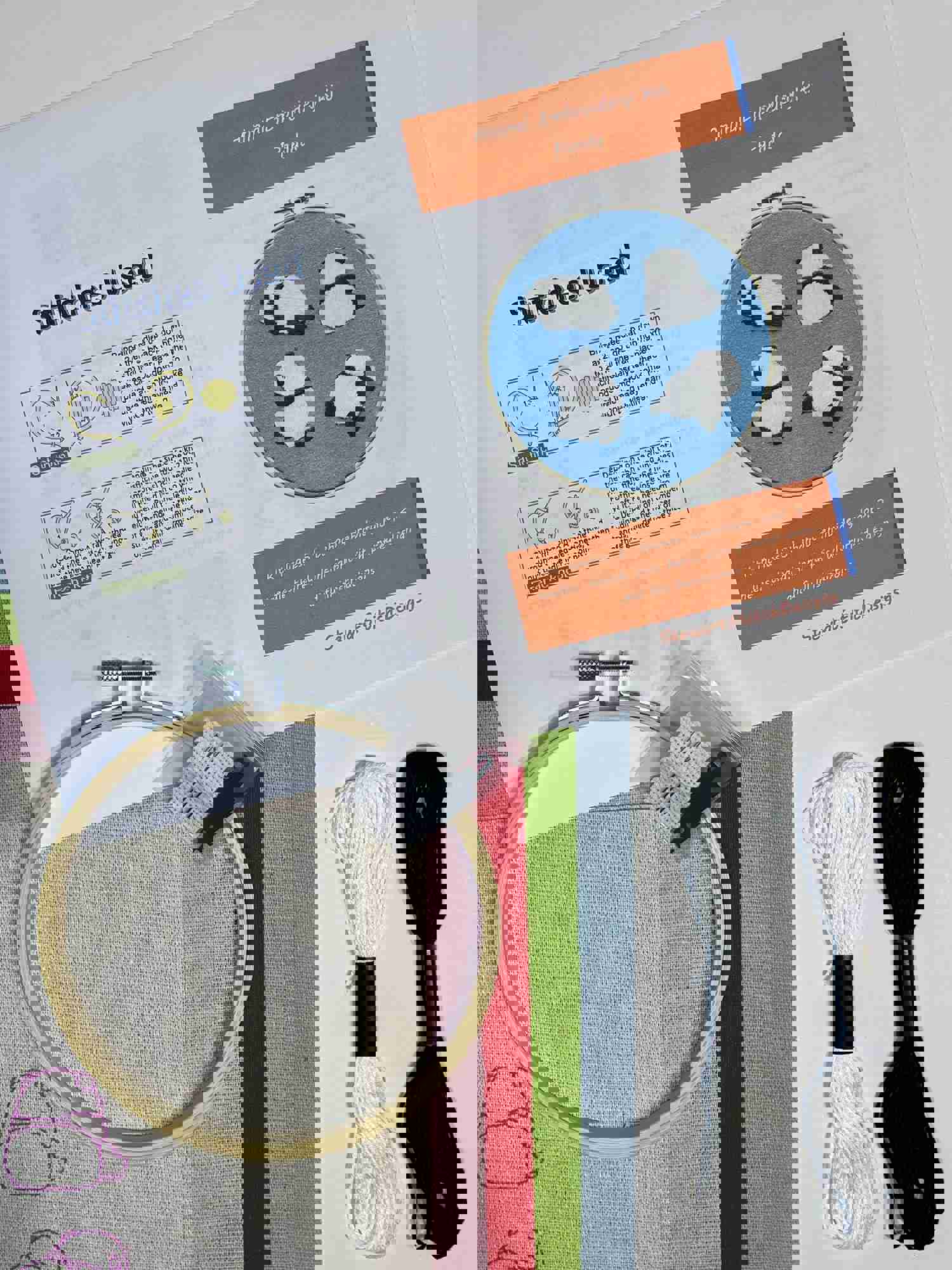 Panda Embroidery Kit for Beginners - Complete DIY Embroidery Set with Hoop, Fabric, Floss & Instructions