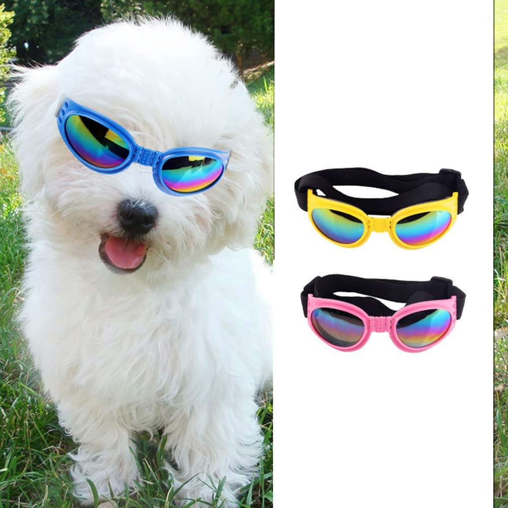 Mekek Pet Dog Sunglasses - Windproof, Foldable, UV Protection Adjustable Goggles for Dogs