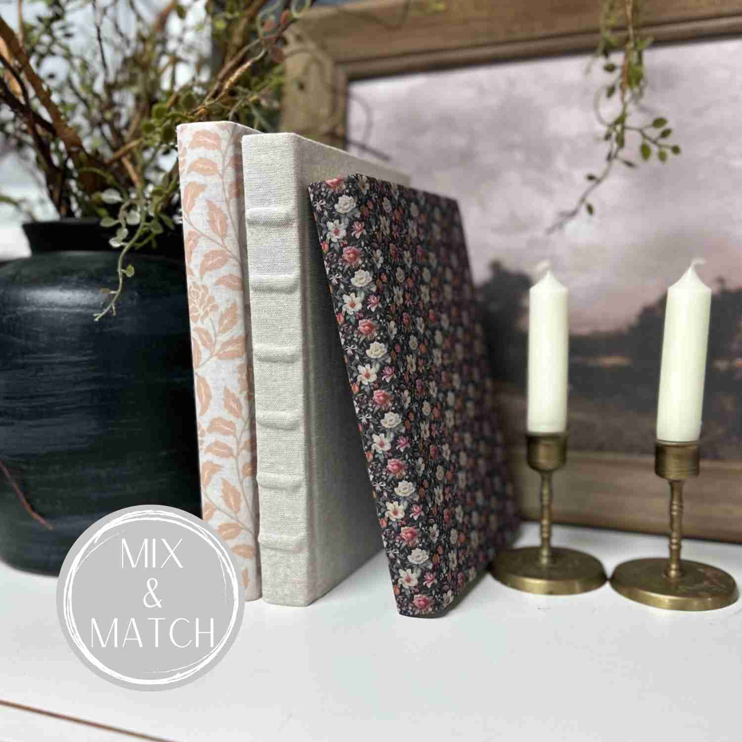 Dainty Floral Fabric Wrapped Books for Home Decor