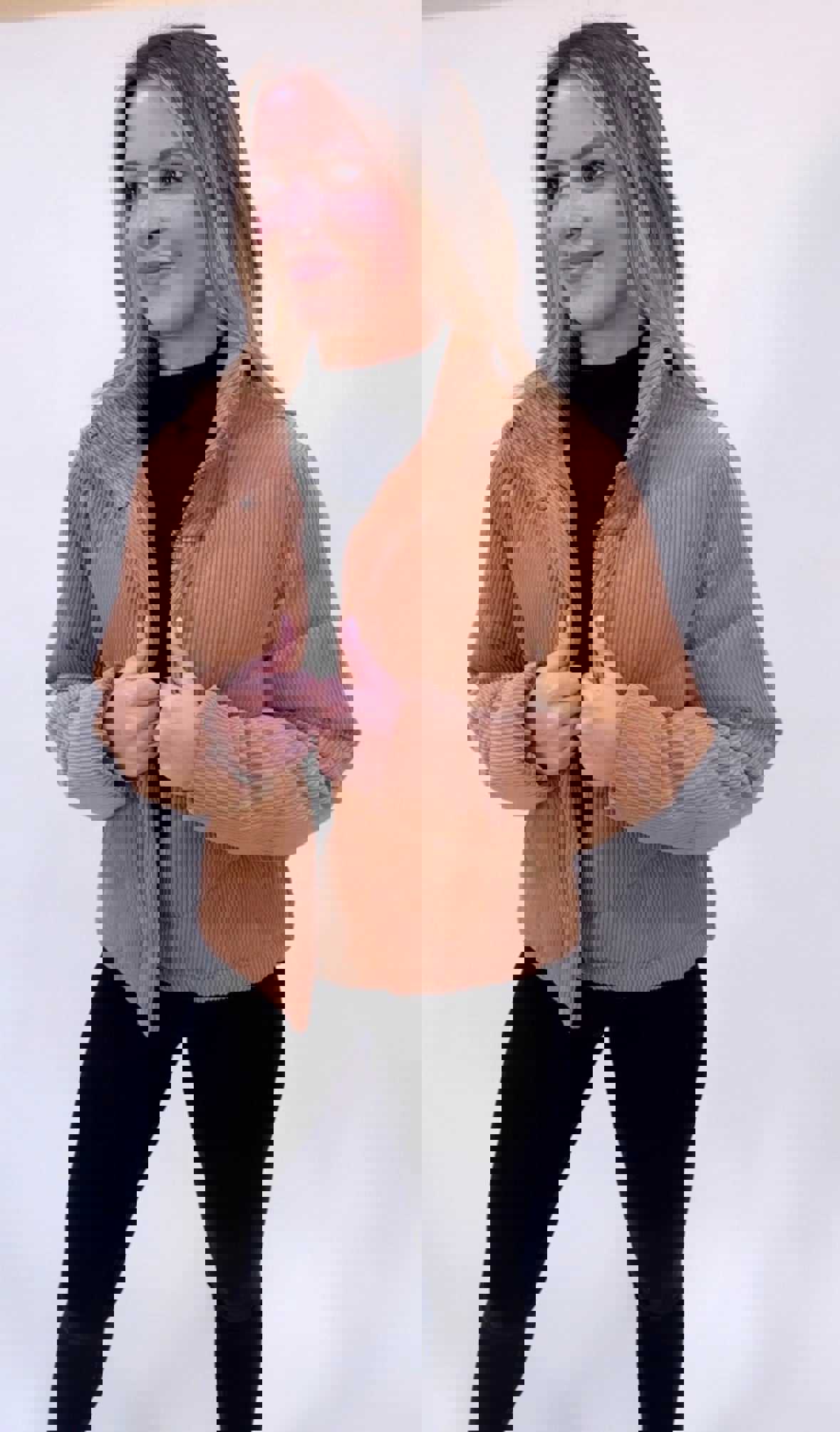 Nikki Corduroy Puffer Jacket with Toggle Detail