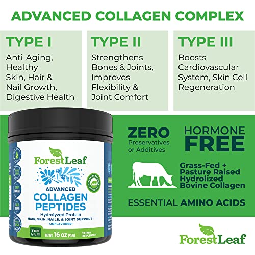 Advanced Hydrolyzed Collagen Peptides - Unflavored Protein Powder for Joints and Bones