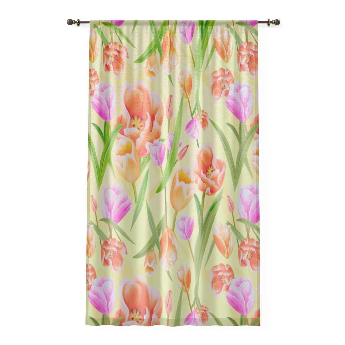 COLORED TULIPS & YELLOW - SHEER Window Curtain