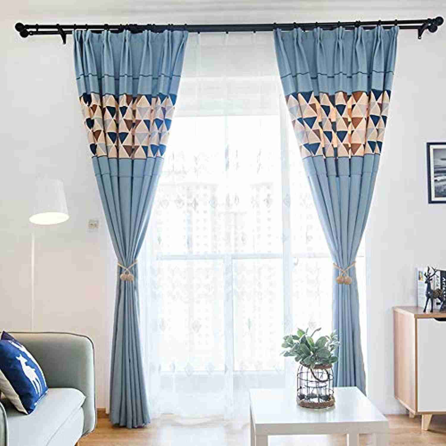 NZQXJXZ Magnetic Curtain Tiebacks - Decorative Weave Rope Clips for Window Panels (Pack of 6, Beige)