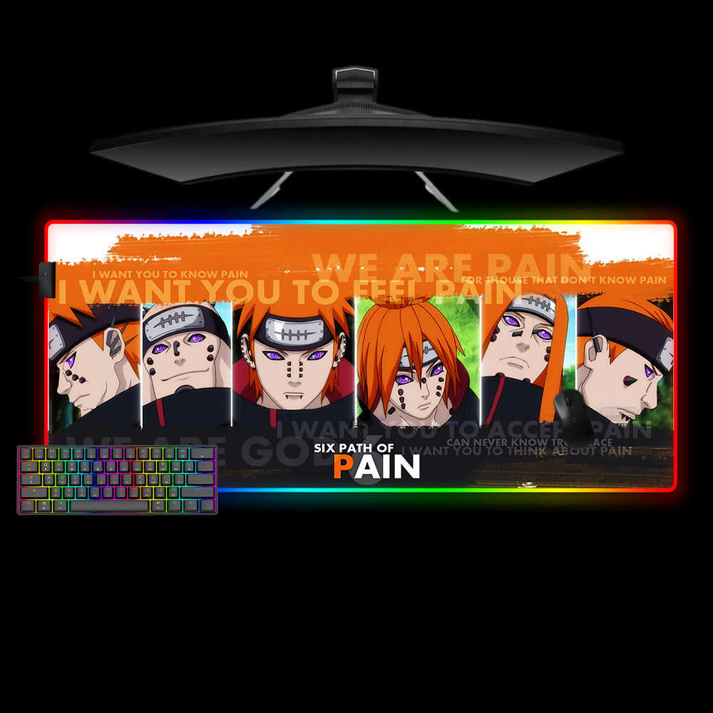 Naruto Six Paths of Pain RGB Gaming Mouse Pad with LED Strip - M-XXL Size
