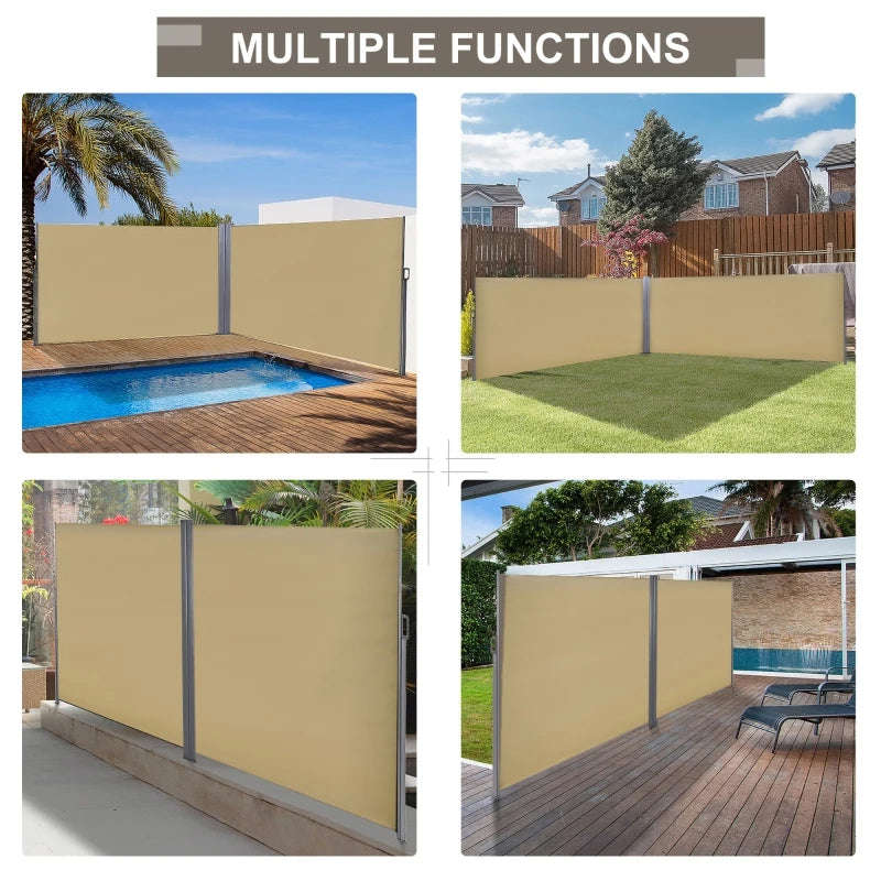 Outsunny 20 Double Retractable Patio Side Awning with UV Protection & Auto Pull-Back