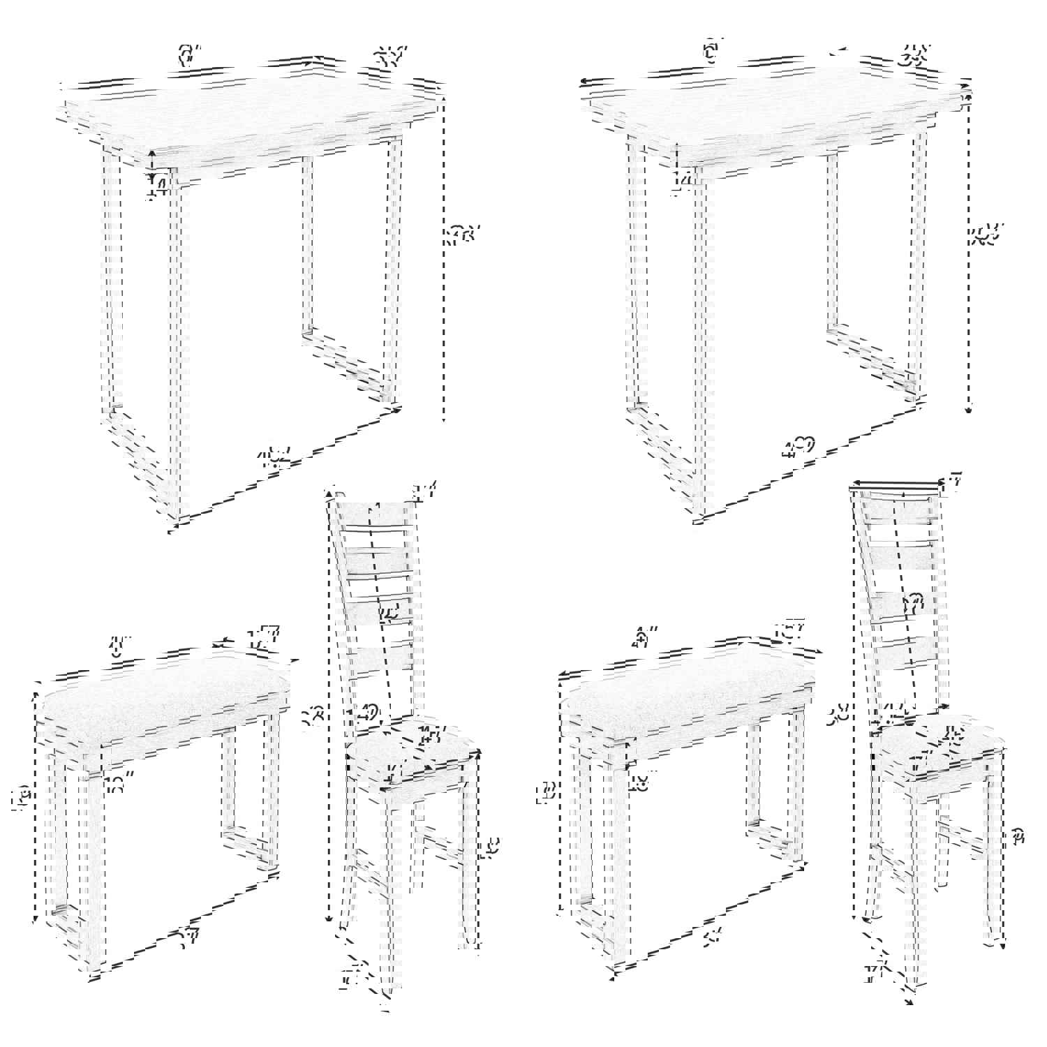 6-Pieces Solid Wood Dining Room Set with Rectangular Table, 4 Chairs, and Bench