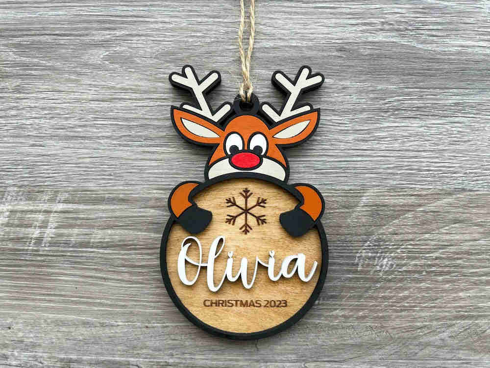 Personalized Name Christmas Ornament - Handmade Wooden Gift for 2023