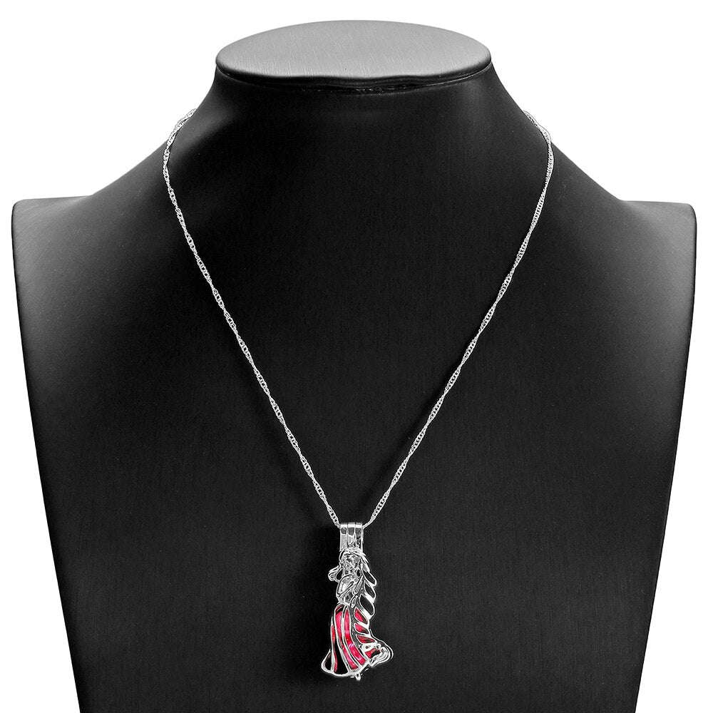 Harong Tangled Rapunzel Necklace - Cute Punk Style Pearl Cage Pendant Jewelry for Women