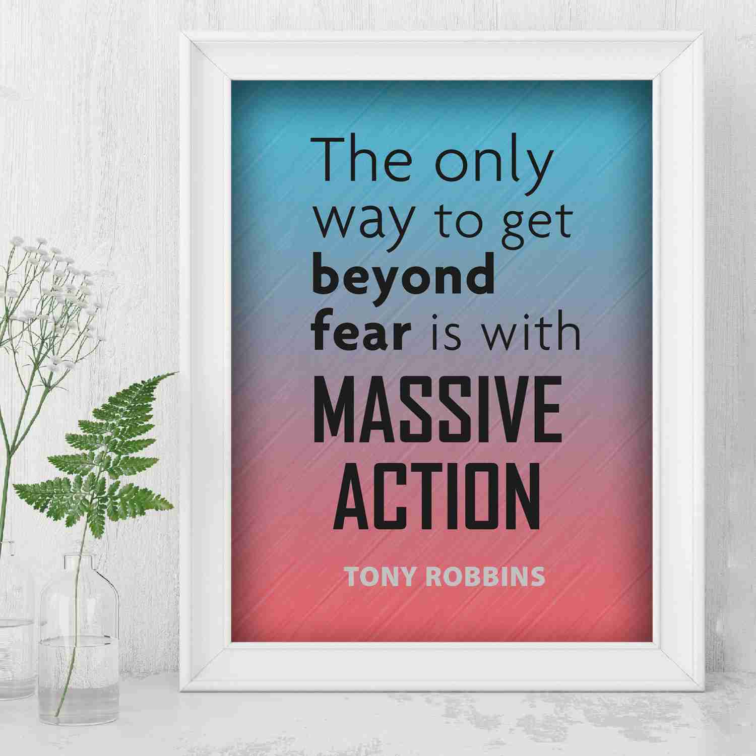 Tony Robbins Quotes Wall Art - Motivational Print for Home, Office, School, Gym