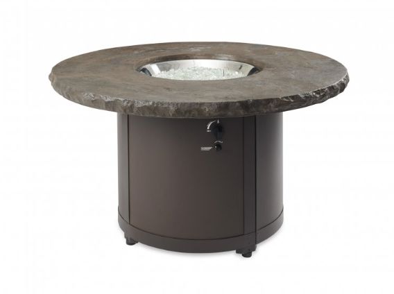 The Outdoor Greatroom Marbleized Noche Beacon Round Gas Fire Pit Table
