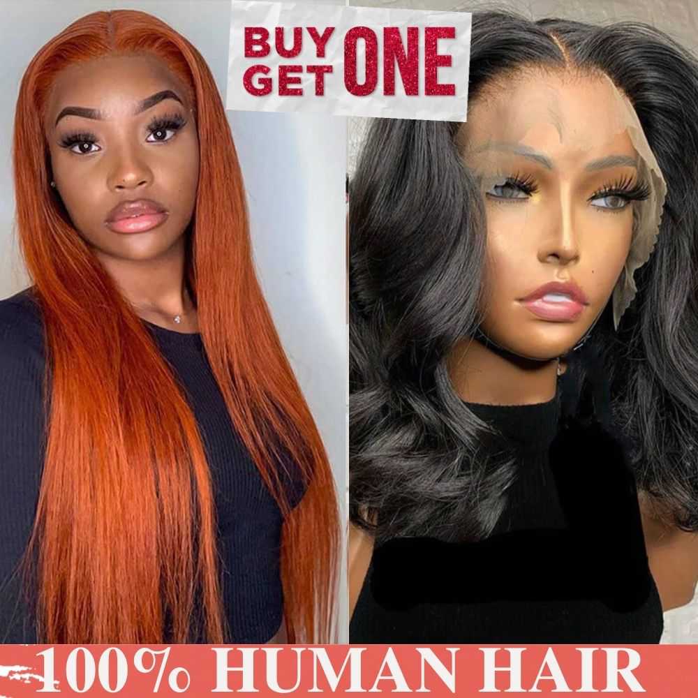 Buy One Get One Free Ginger Color Lace Closure Wig + Body Wave Bob Wig