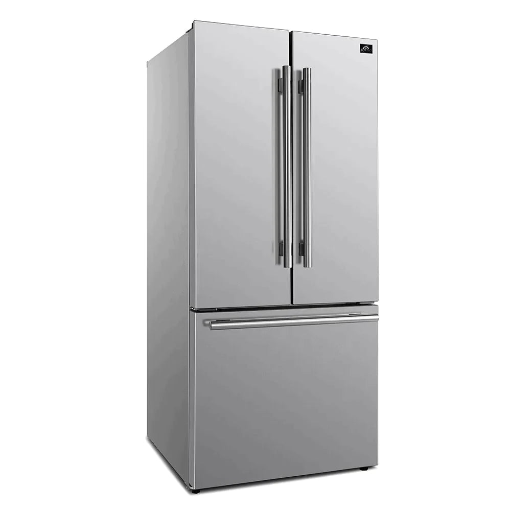 FORNO 31 Inch 17.5 cu ft French Door Refrigerator with Ice Maker in Stainless Steel