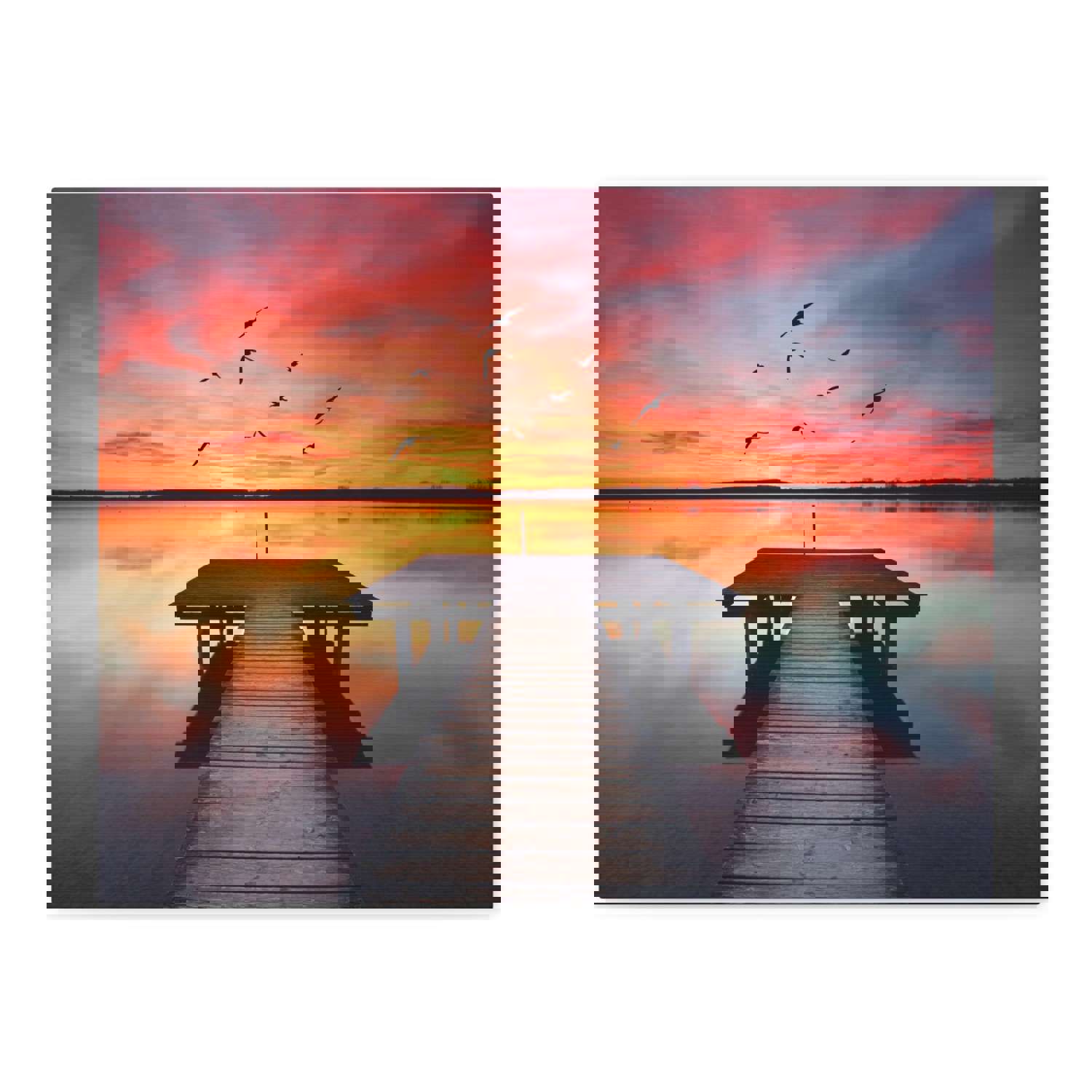 Wooden Bridge Lake View Dawn Nature Wilderness Photography Canvas Wall Art for Home Decor