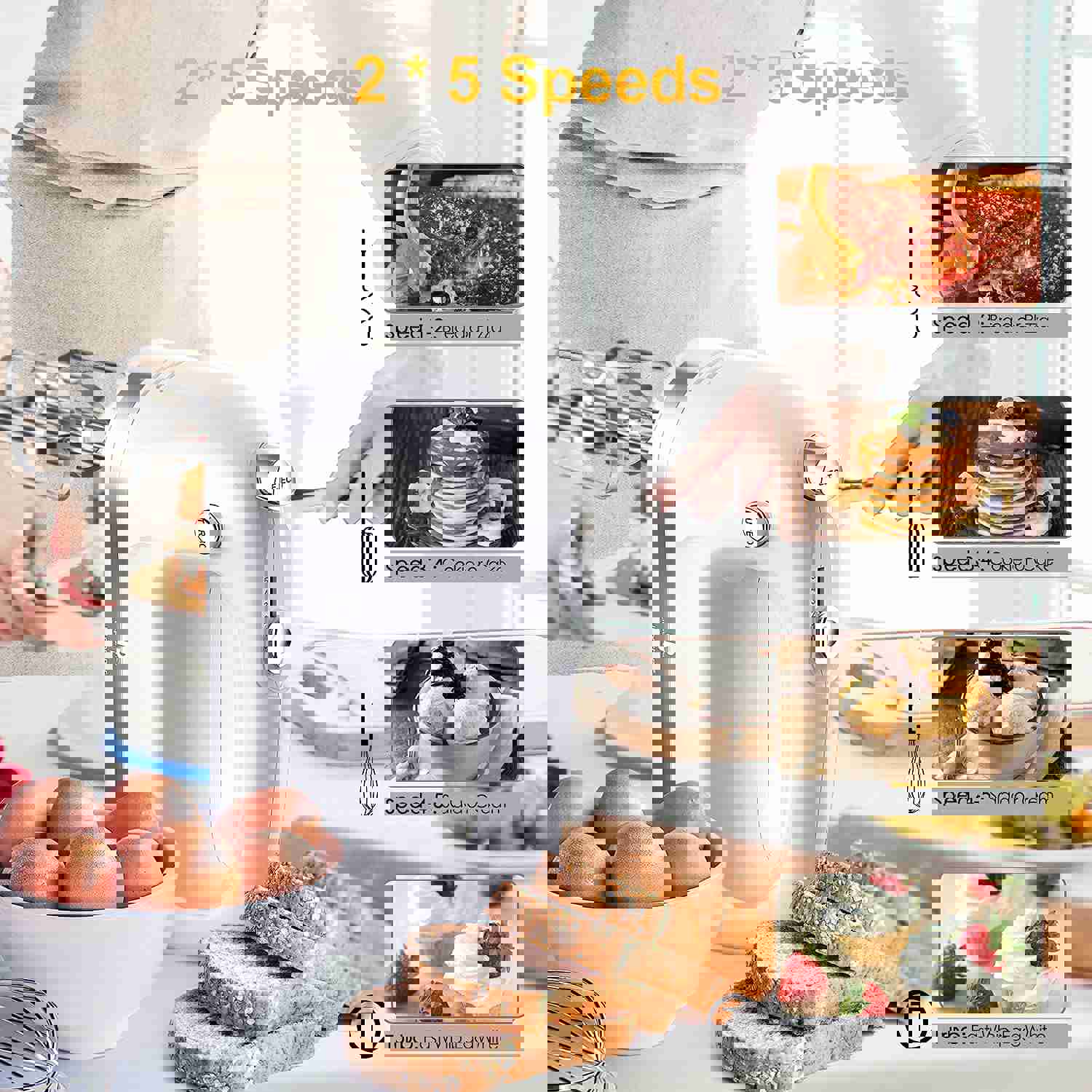 LILPARTNER 400W Ultra Power Hand Mixer with 5 Stainless Steel Accessories