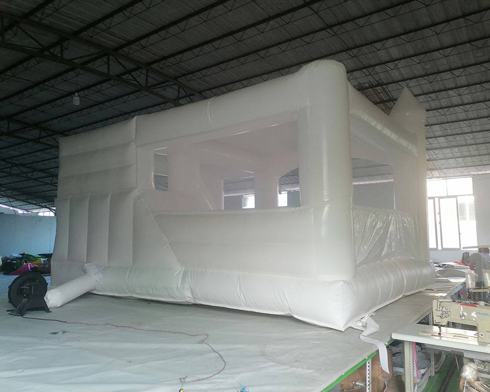 White Wedding Bounce House with Slide - Customizable Inflatable Jumper Castle for Parties