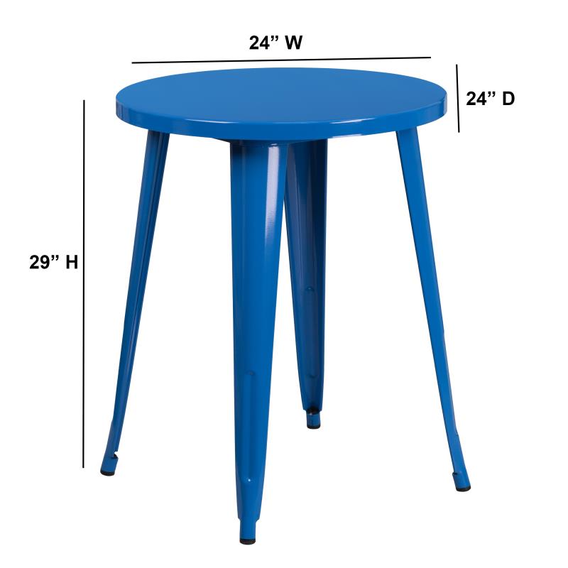 Flash Furniture Webb Commercial Grade 24 Round Blue Metal Indoor-outdoor Bar Height Table