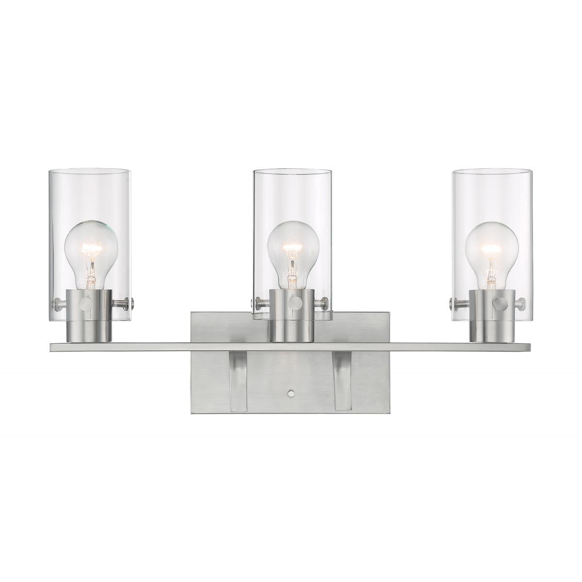 Sommerset 3 Light Vanity Sconce - Brushed Nickel Finish with Clear Glass