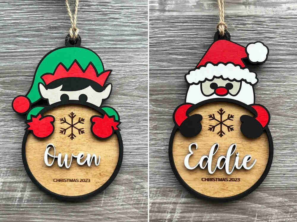 Personalized Name Christmas Ornament - Handmade Wooden Gift for 2023