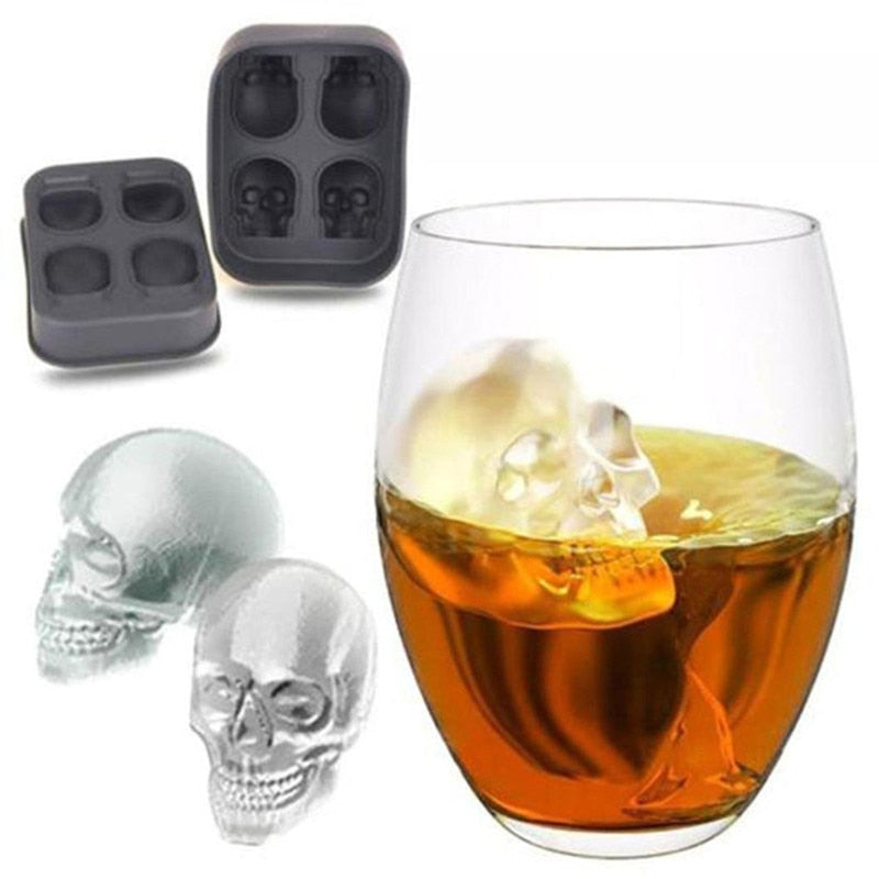 Skull Ice Cube Maker Tray - Silicone Rubber Mold for Fun and Eco-Friendly Ice Cubes