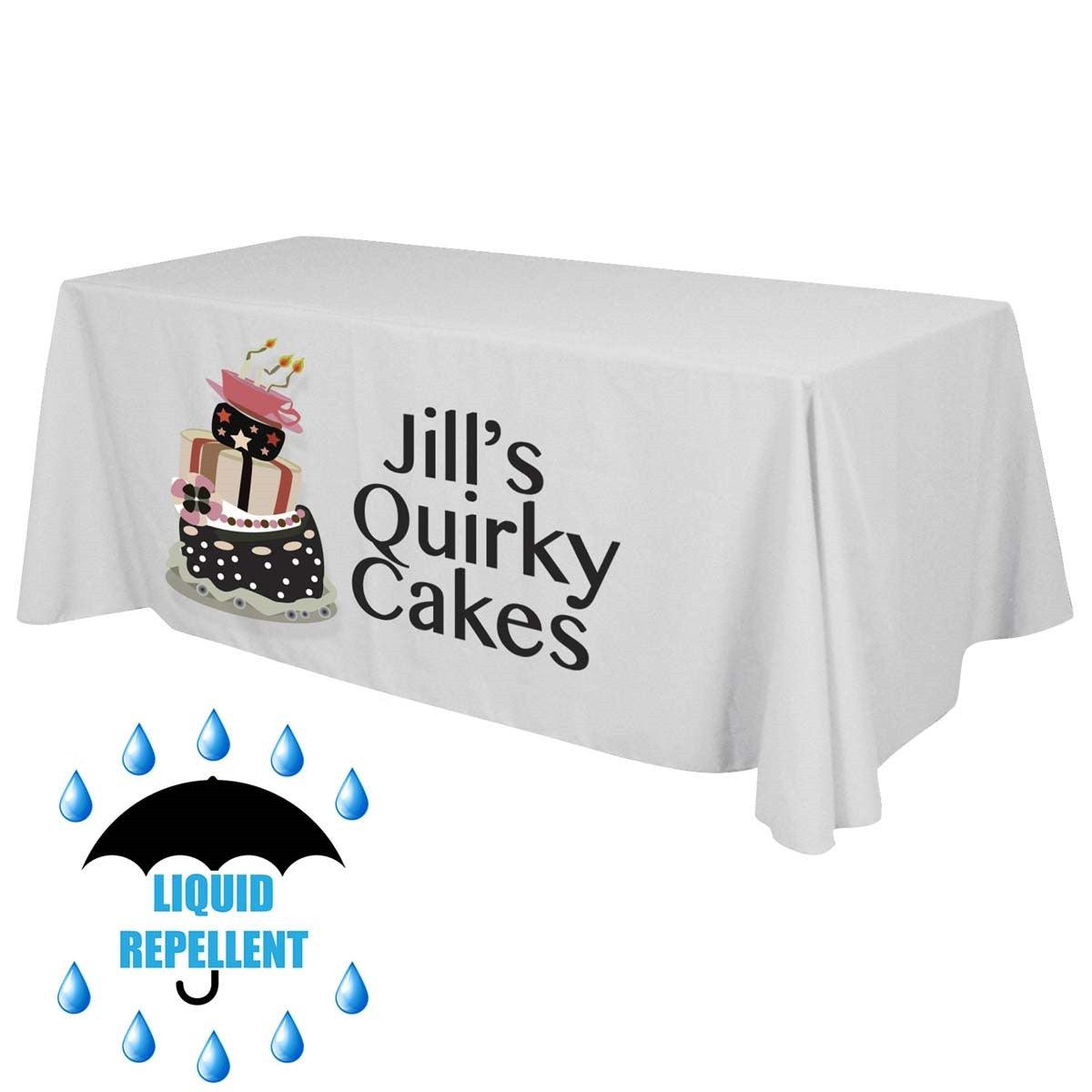 8 Custom Printed Liquid Repellent Table Throw - Front Panel Print