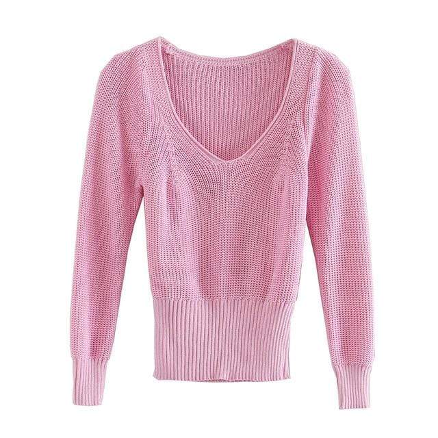 Fashion Solid Knitted Sweater