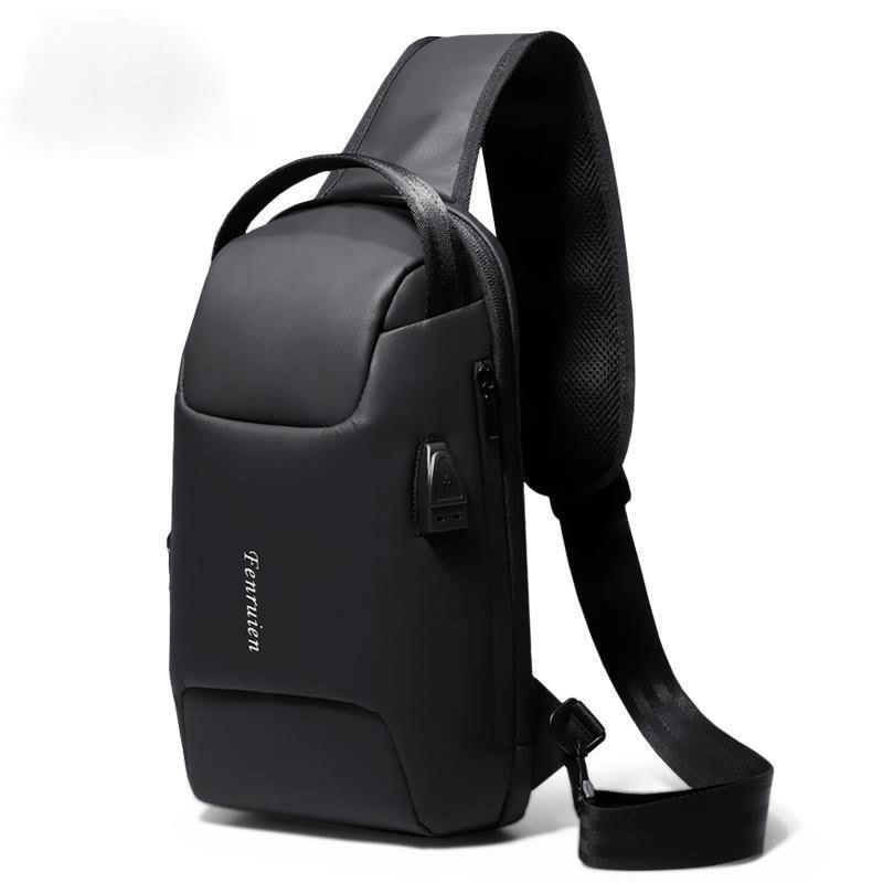 Men's Anti-Theft Sling Crossbody Bag with TSA Lock & USB Charging