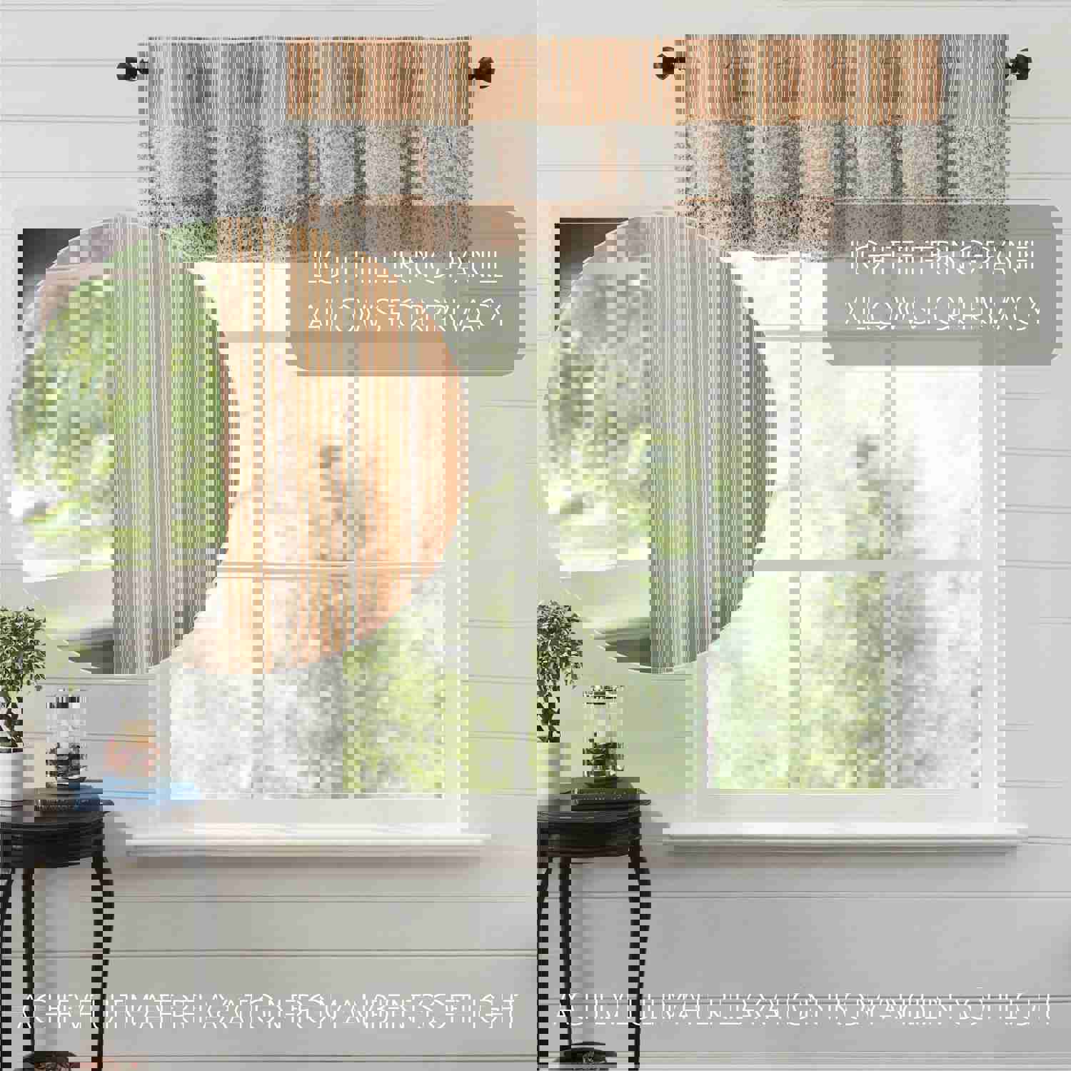 Farmhouse Valance Kaila Ticking Stripe Ruffled Window Curtain