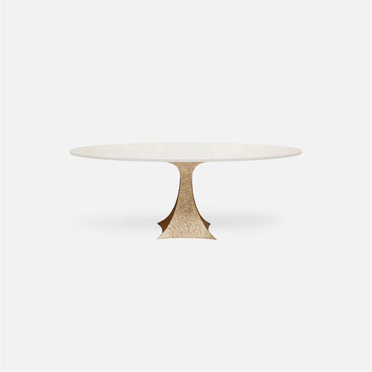 Made Goods Noor Oval Single Base Dining Table in Vintage Faux Shagreen