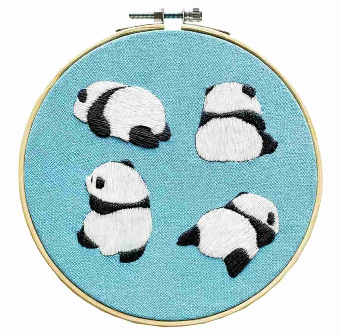 Panda Embroidery Kit for Beginners - Complete DIY Embroidery Set with Hoop, Fabric, Floss & Instructions