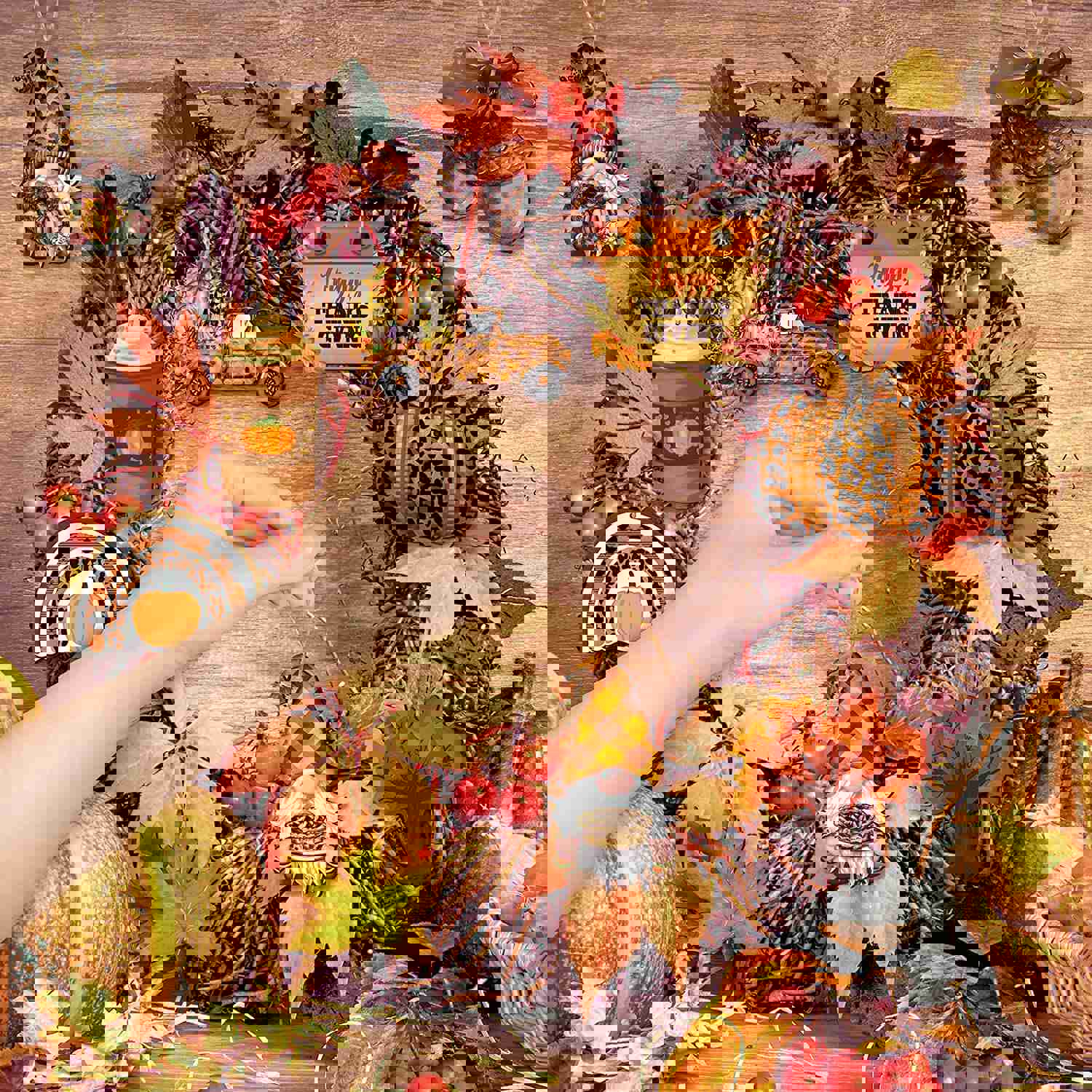 24pcs Autumn Thanksgiving Dwarf Wooden Hanging Ornament - Festive Home Decoration for Fall Decor and Holiday Parties