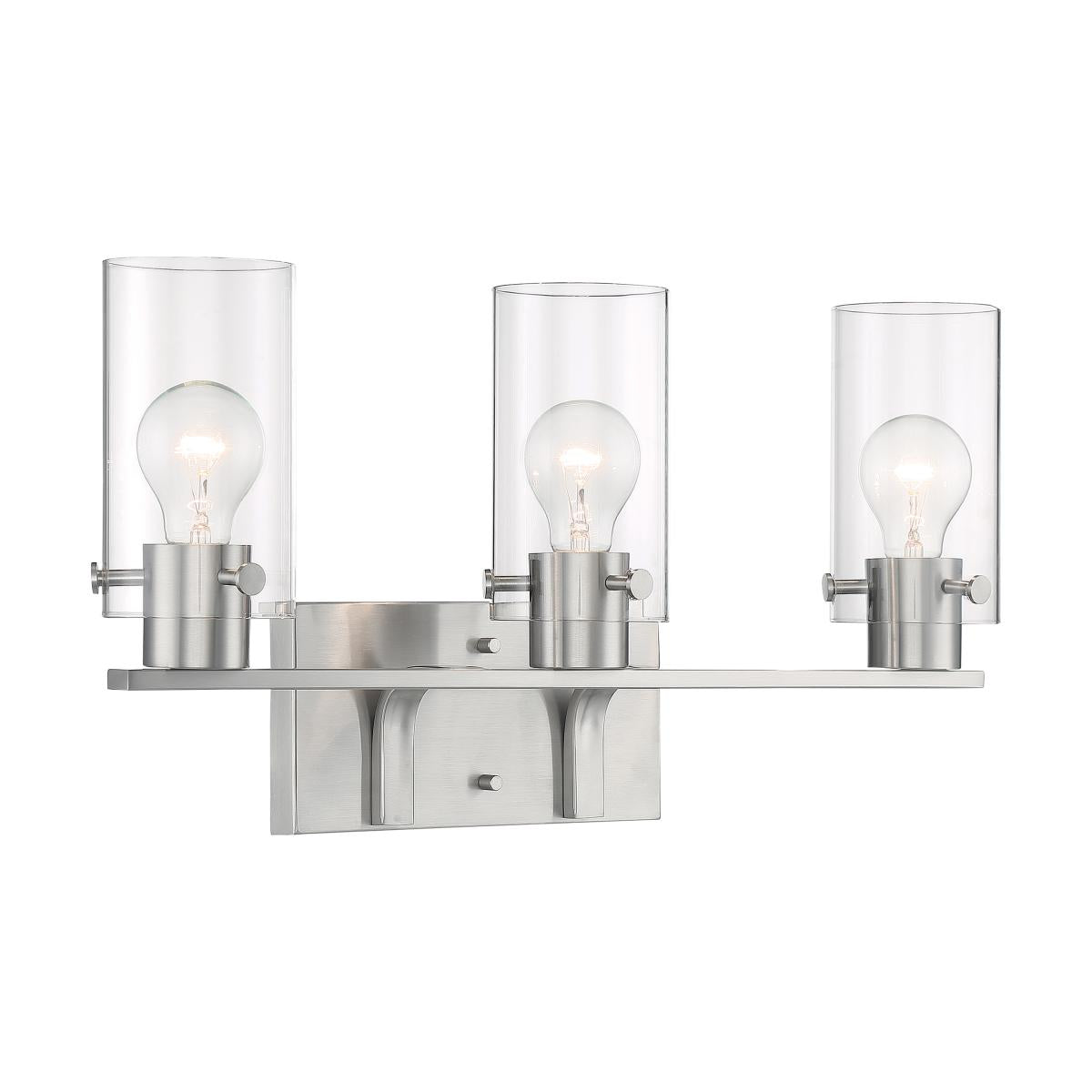 Sommerset 3 Light Vanity Sconce - Brushed Nickel Finish with Clear Glass